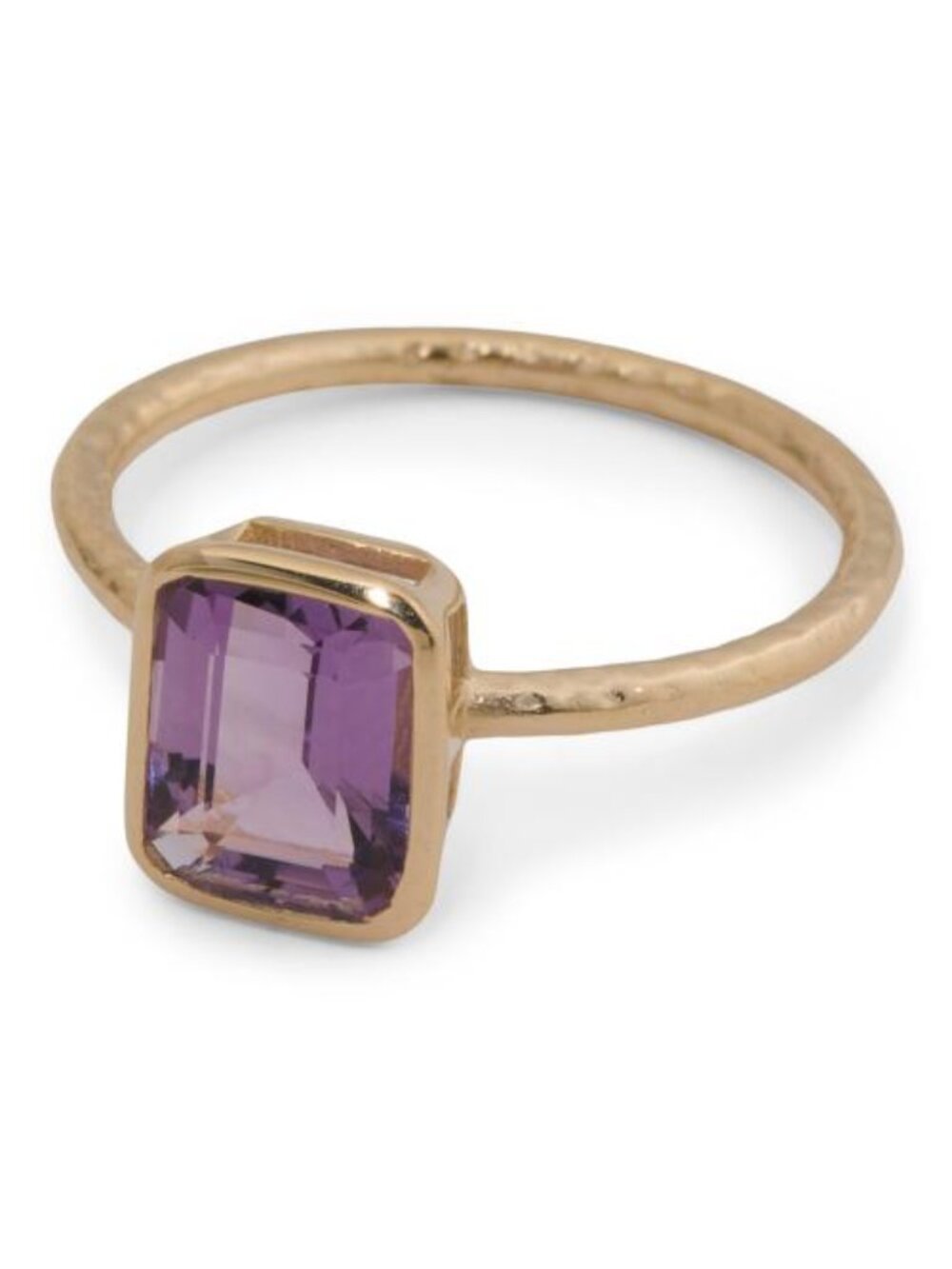 YUGSHA Made In India 14kt Gold Plated Brazilian Amethyst Bezel Ring